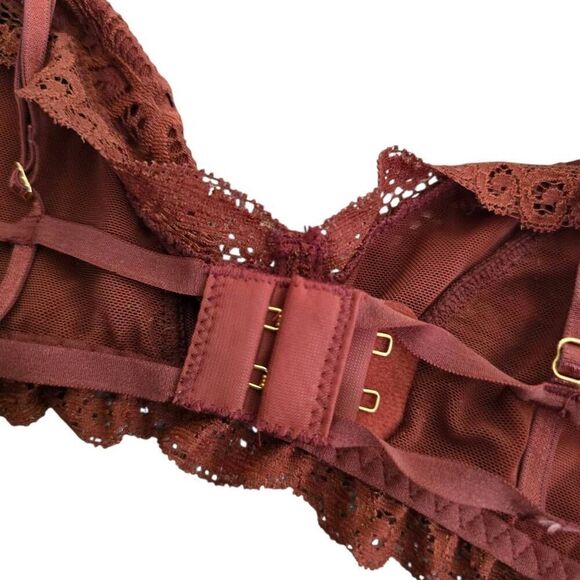 Out from Under by Urban Outfitters Bra Women's Medium Burnt Orange Lace Bralette - Picture 5 of 6
